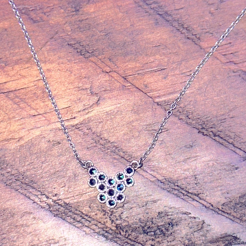 NWT. Woman’s stoned silver necklace by Boma. Very pretty, and very sparkly.